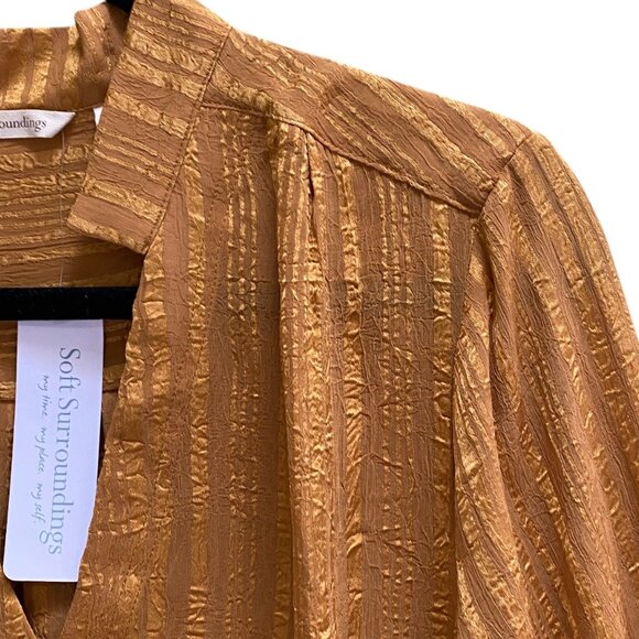 NWT Soft Surroundings Jocelyn Striped Popover Shirt Sz L Gold Boho Chic Office - Picture 5 of 15